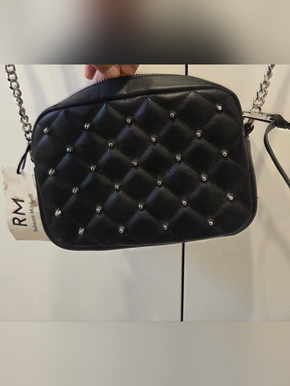 Rebecca Minkoff Black Quilted Studded Chain Crossbody